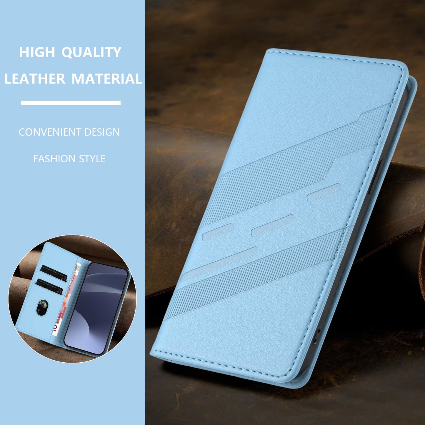 For Oppo Reno13 5G (Global) Phone Cases Punk Style Imprinted Wallet Stand Leather Cover - Baby Blue