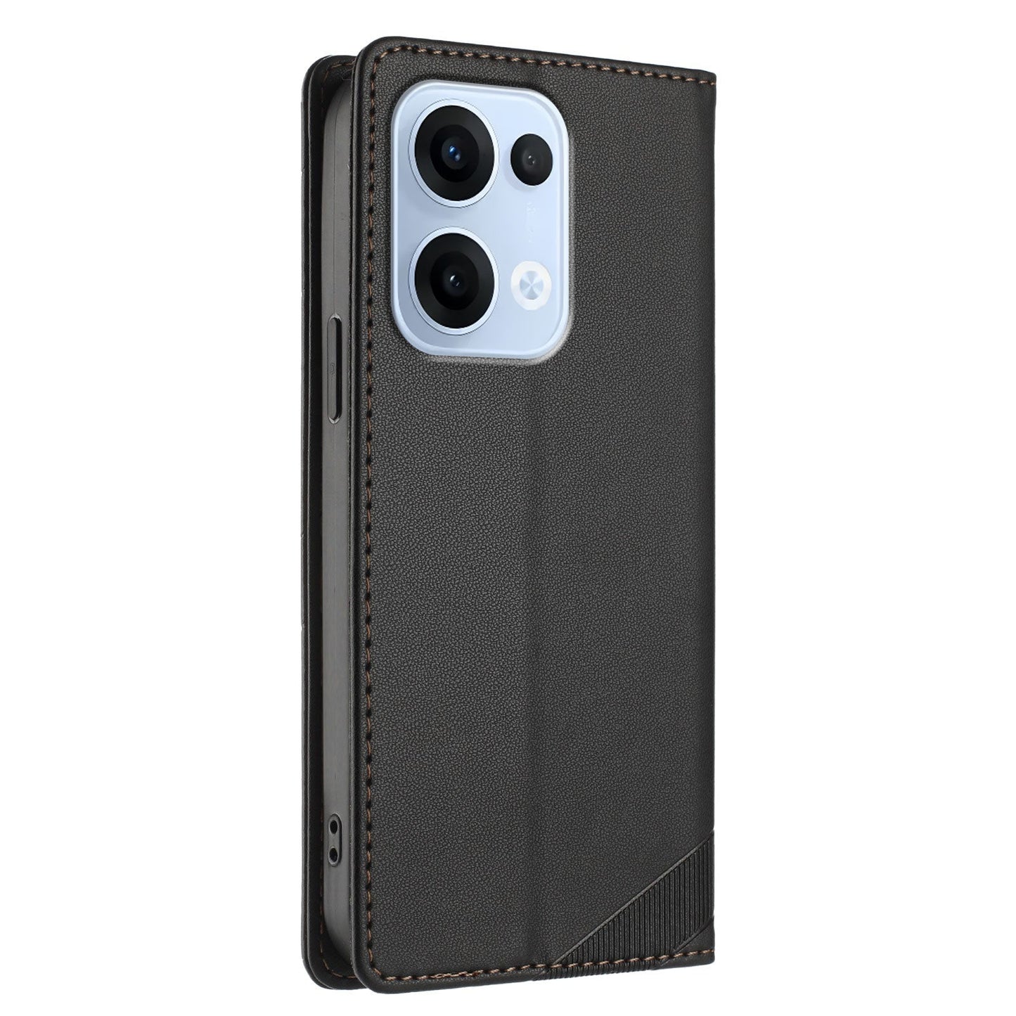 For Oppo Reno13 5G (Global) Phone Cases Punk Style Imprinted Wallet Stand Leather Cover - Black