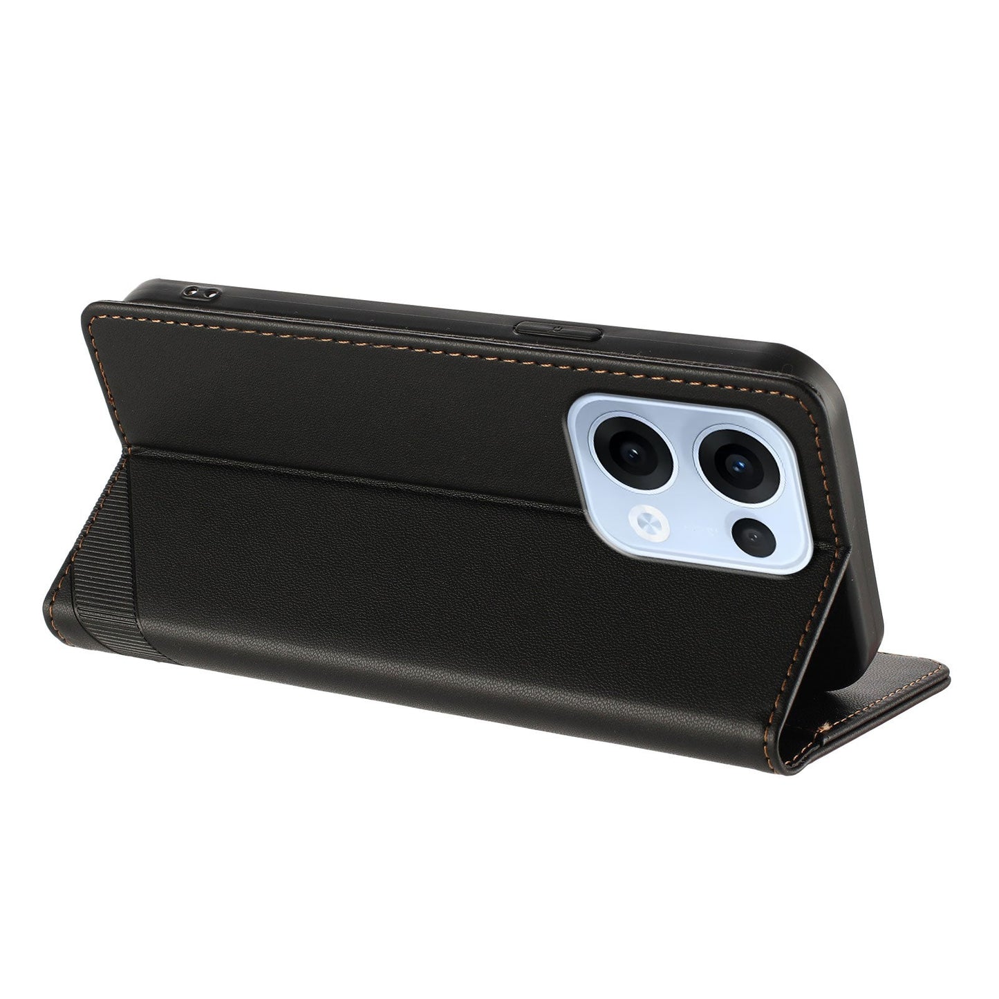 For Oppo Reno13 5G (Global) Phone Cases Punk Style Imprinted Wallet Stand Leather Cover - Black