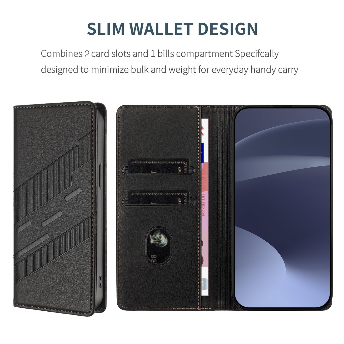 For Oppo Reno13 5G (Global) Phone Cases Punk Style Imprinted Wallet Stand Leather Cover - Black