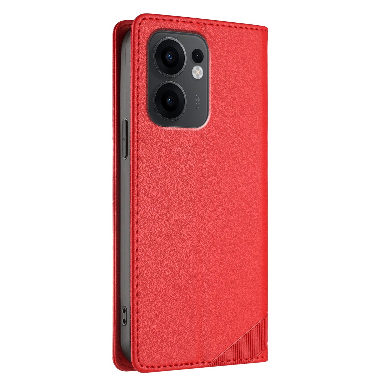 For Oppo Reno13 F 5G Phone Cases Punk Style Imprinted Wallet Stand Leather Cover - Red