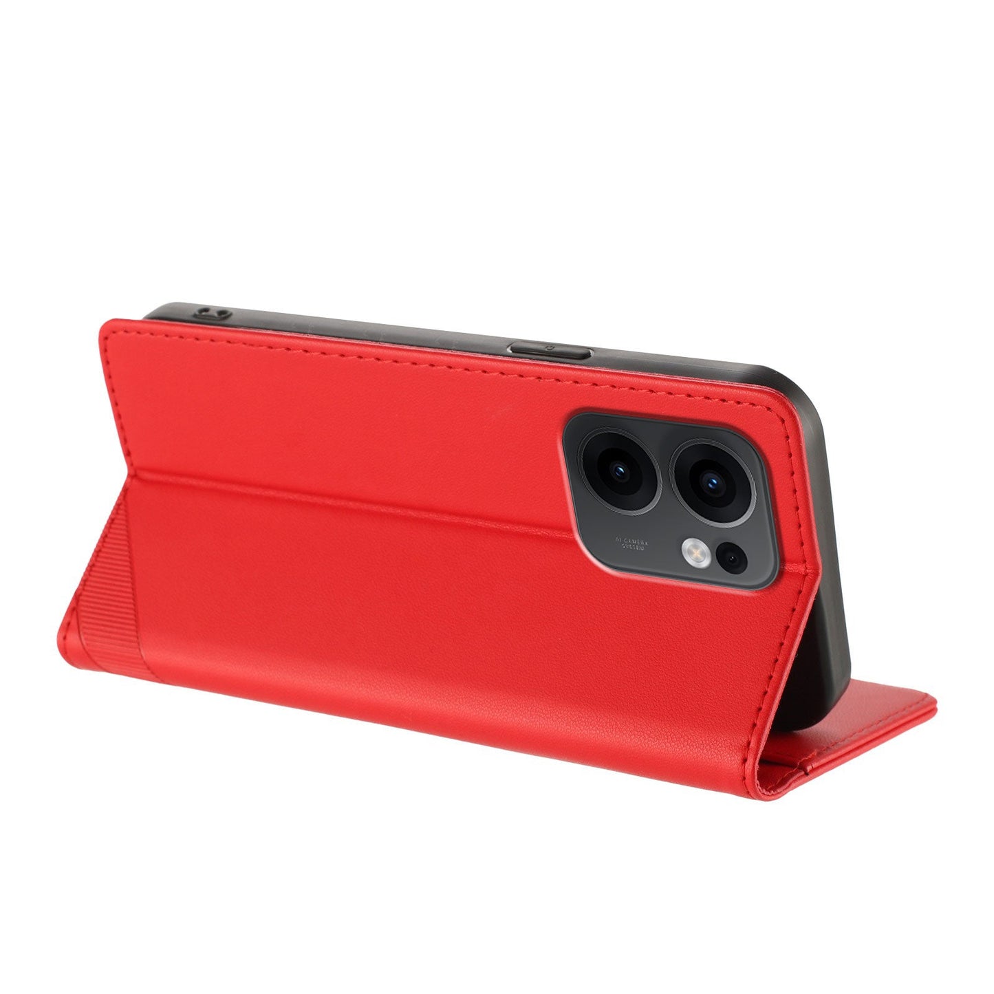 For Oppo Reno13 F 5G Phone Cases Punk Style Imprinted Wallet Stand Leather Cover - Red