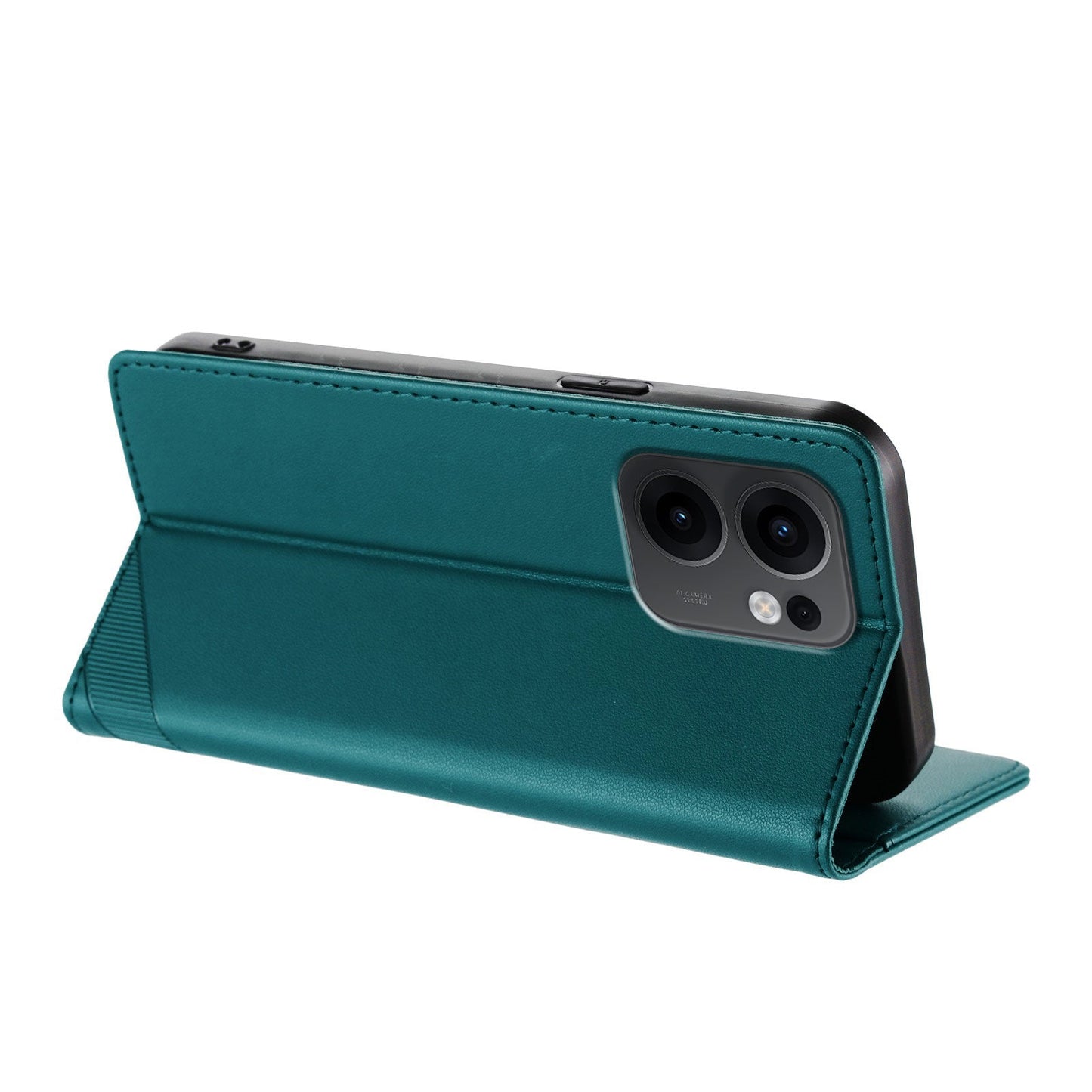 For Oppo Reno13 F 5G Phone Cases Punk Style Imprinted Wallet Stand Leather Cover - Dark Green