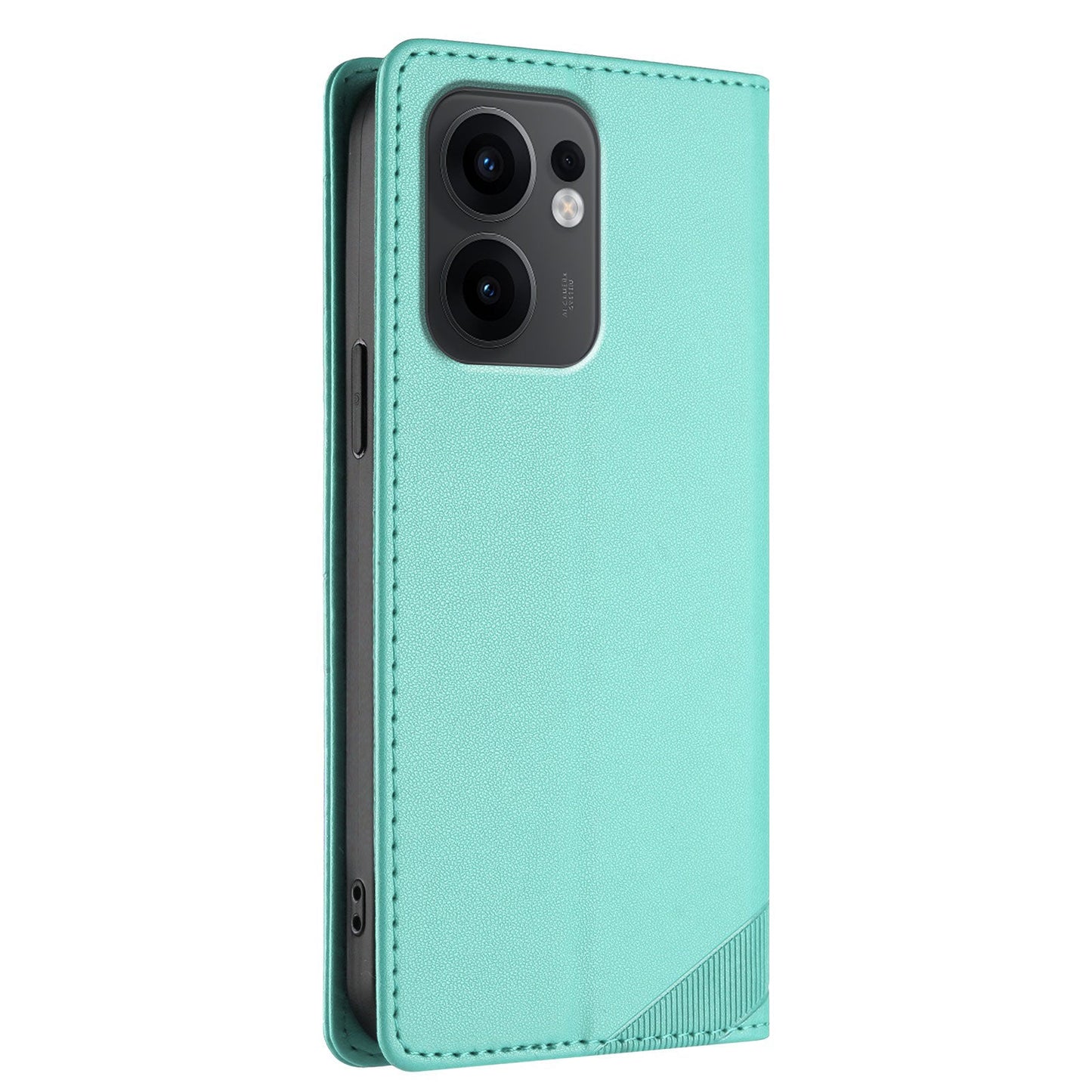 For Oppo Reno13 F 5G Phone Cases Punk Style Imprinted Wallet Stand Leather Cover - Mint Green