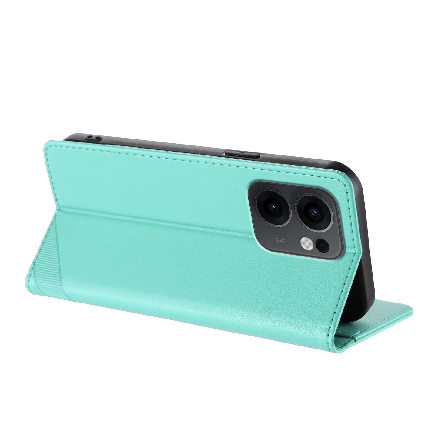 For Oppo Reno13 F 5G Phone Cases Punk Style Imprinted Wallet Stand Leather Cover - Mint Green