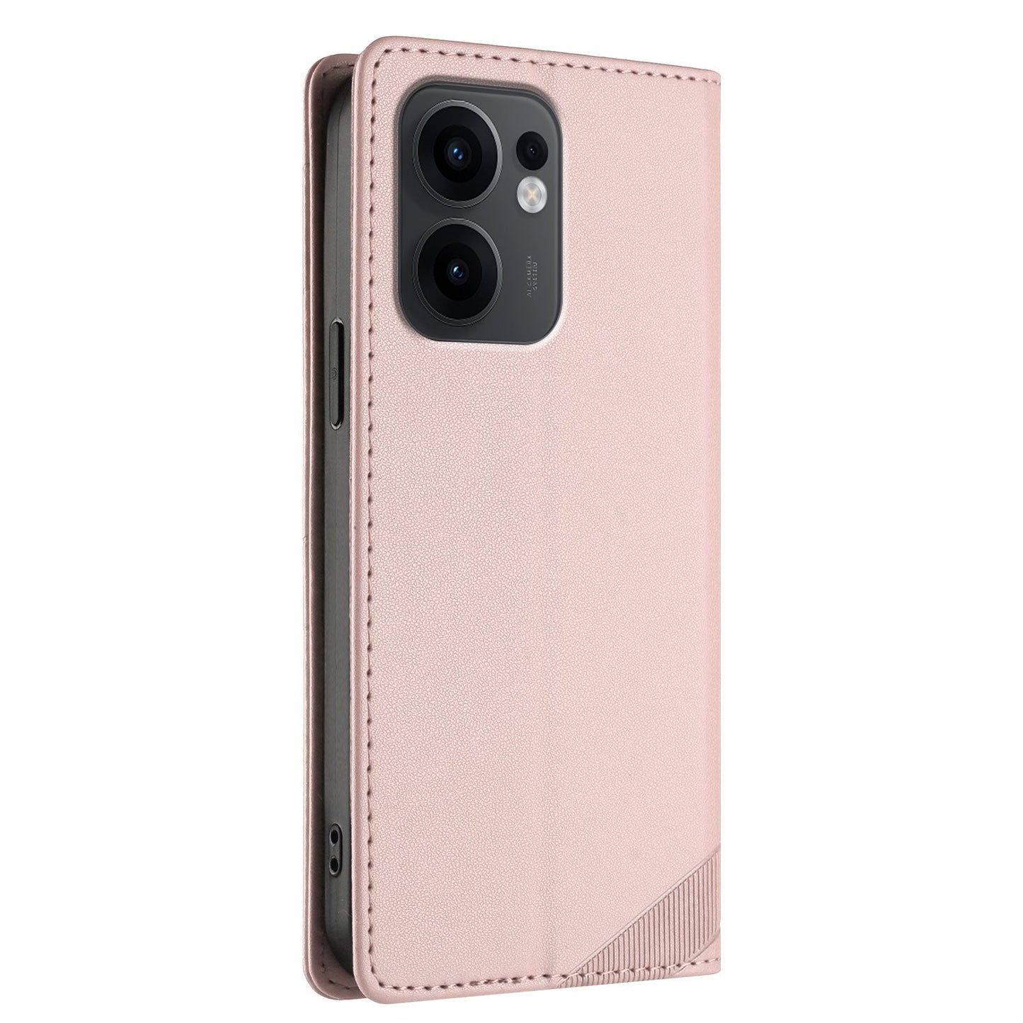 For Oppo Reno13 F 5G Phone Cases Punk Style Imprinted Wallet Stand Leather Cover - Pink