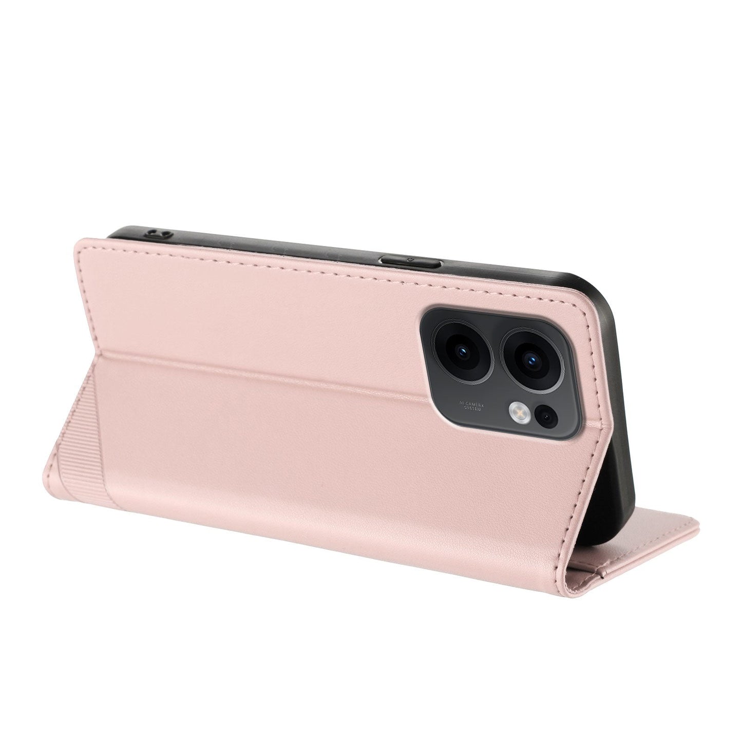 For Oppo Reno13 F 5G Phone Cases Punk Style Imprinted Wallet Stand Leather Cover - Pink