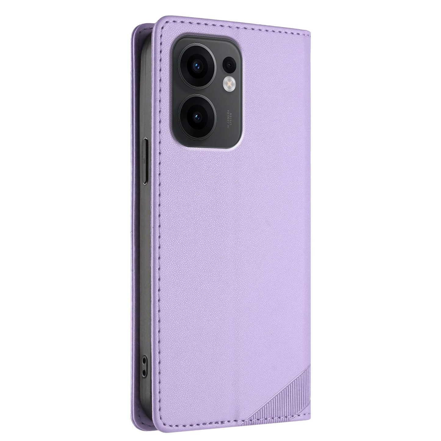 For Oppo Reno13 F 5G Phone Cases Punk Style Imprinted Wallet Stand Leather Cover - Light Purple