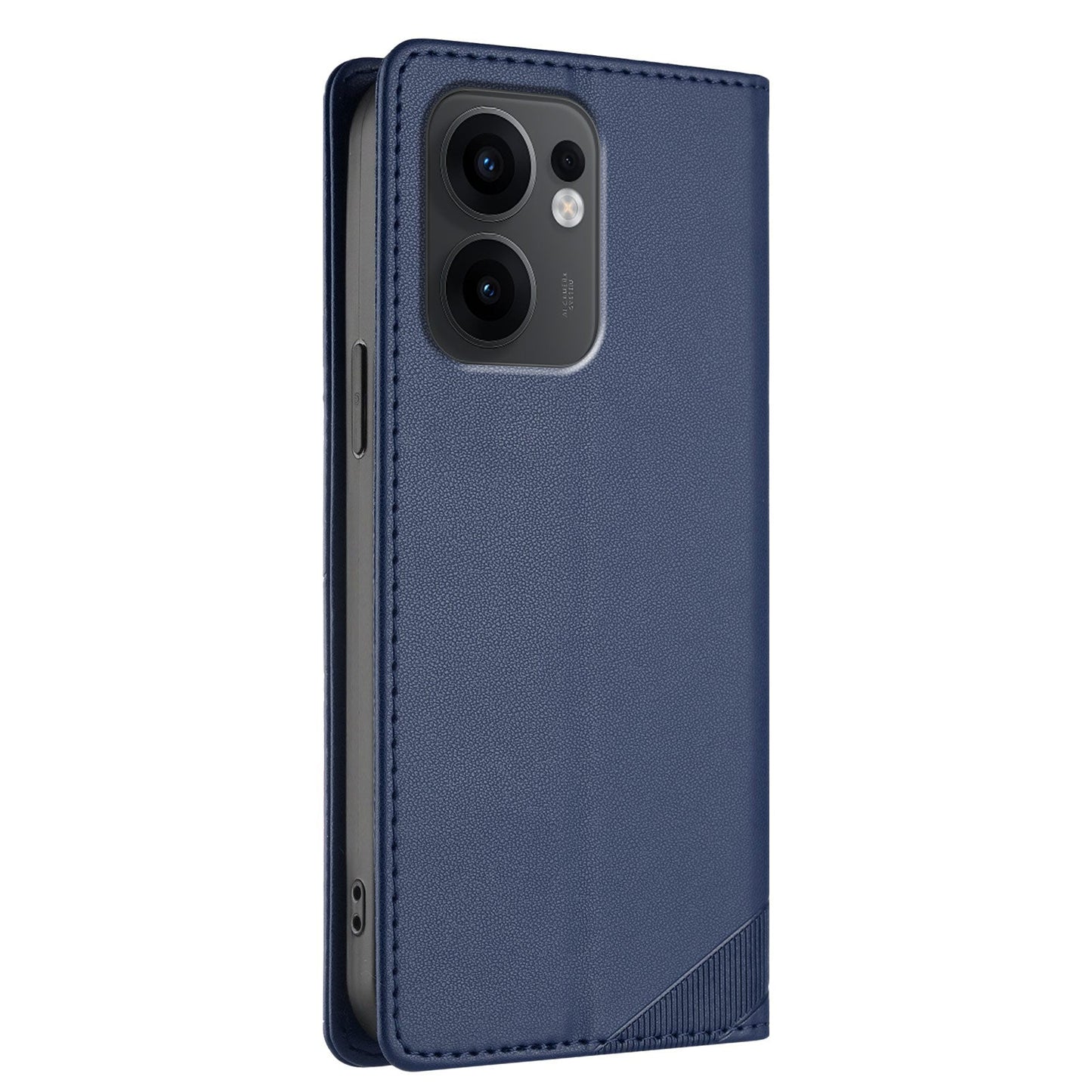 For Oppo Reno13 F 5G Phone Cases Punk Style Imprinted Wallet Stand Leather Cover - Dark Blue