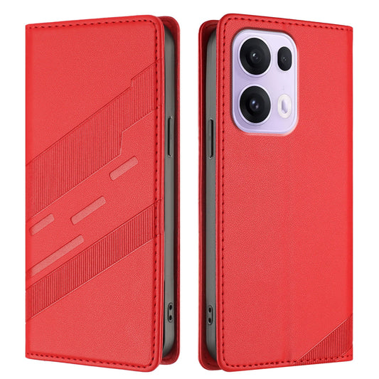 For Oppo Reno13 Pro 5G Phone Cases Punk Style Imprinted Wallet Stand Leather Cover - Red