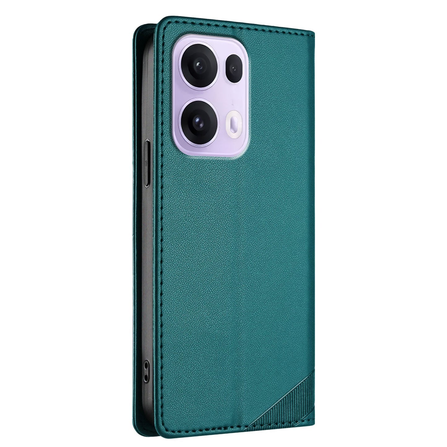 For Oppo Reno13 Pro 5G Phone Cases Punk Style Imprinted Wallet Stand Leather Cover - Dark Green