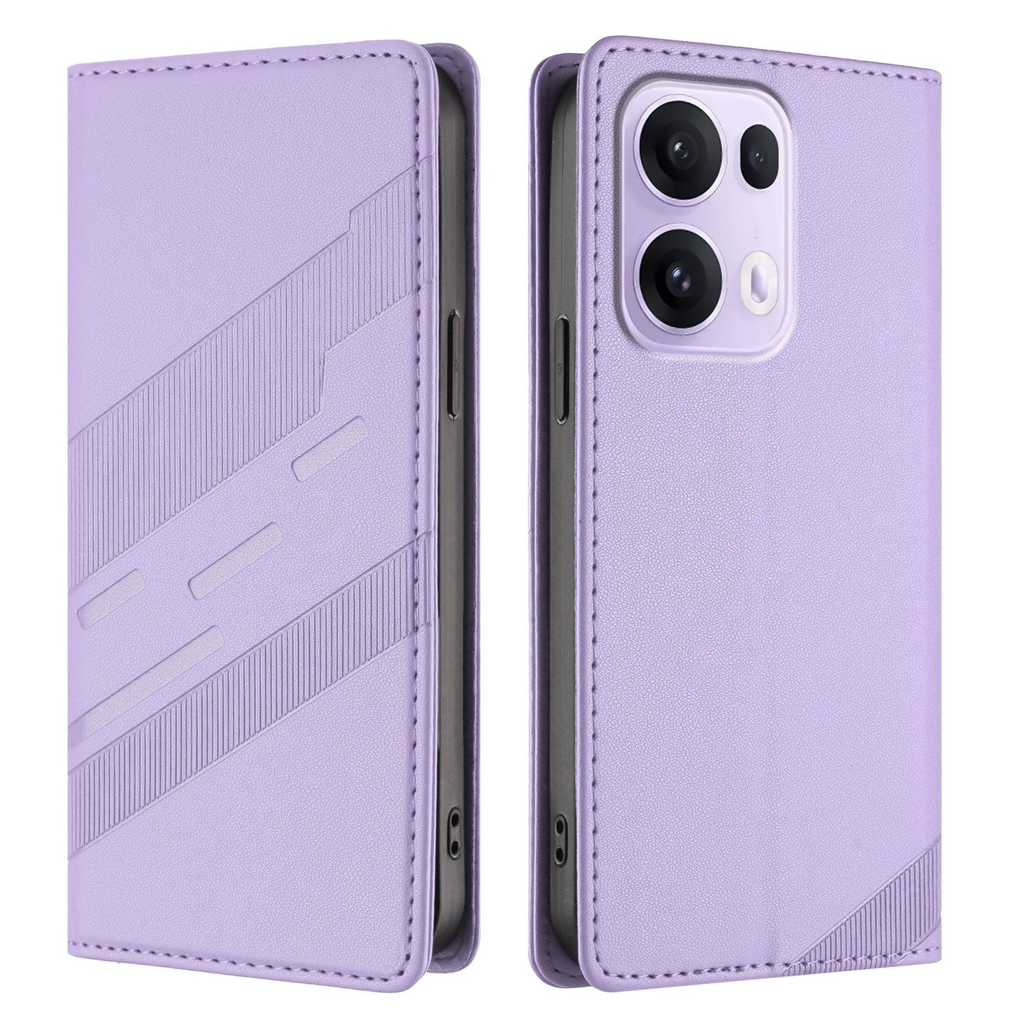 For Oppo Reno13 Pro 5G Phone Cases Punk Style Imprinted Wallet Stand Leather Cover - Light Purple