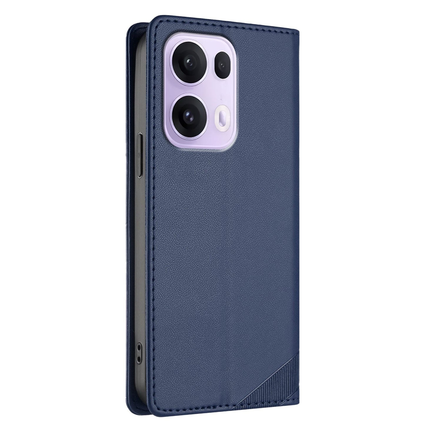 For Oppo Reno13 Pro 5G Phone Cases Punk Style Imprinted Wallet Stand Leather Cover - Dark Blue