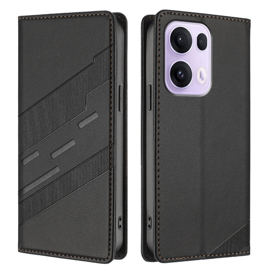 For Oppo Reno13 Pro 5G Phone Cases Punk Style Imprinted Wallet Stand Leather Cover - Black