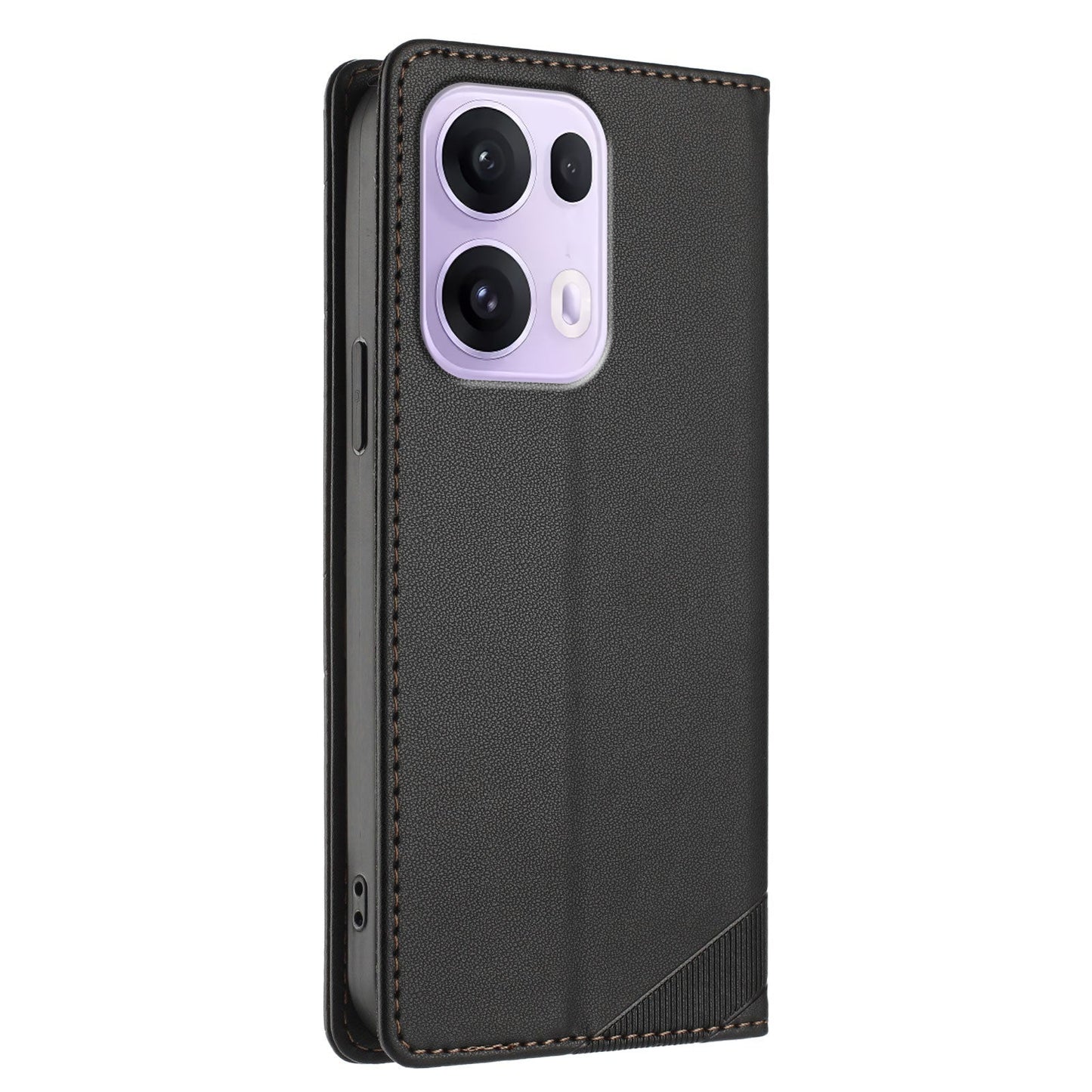 For Oppo Reno13 Pro 5G Phone Cases Punk Style Imprinted Wallet Stand Leather Cover - Black