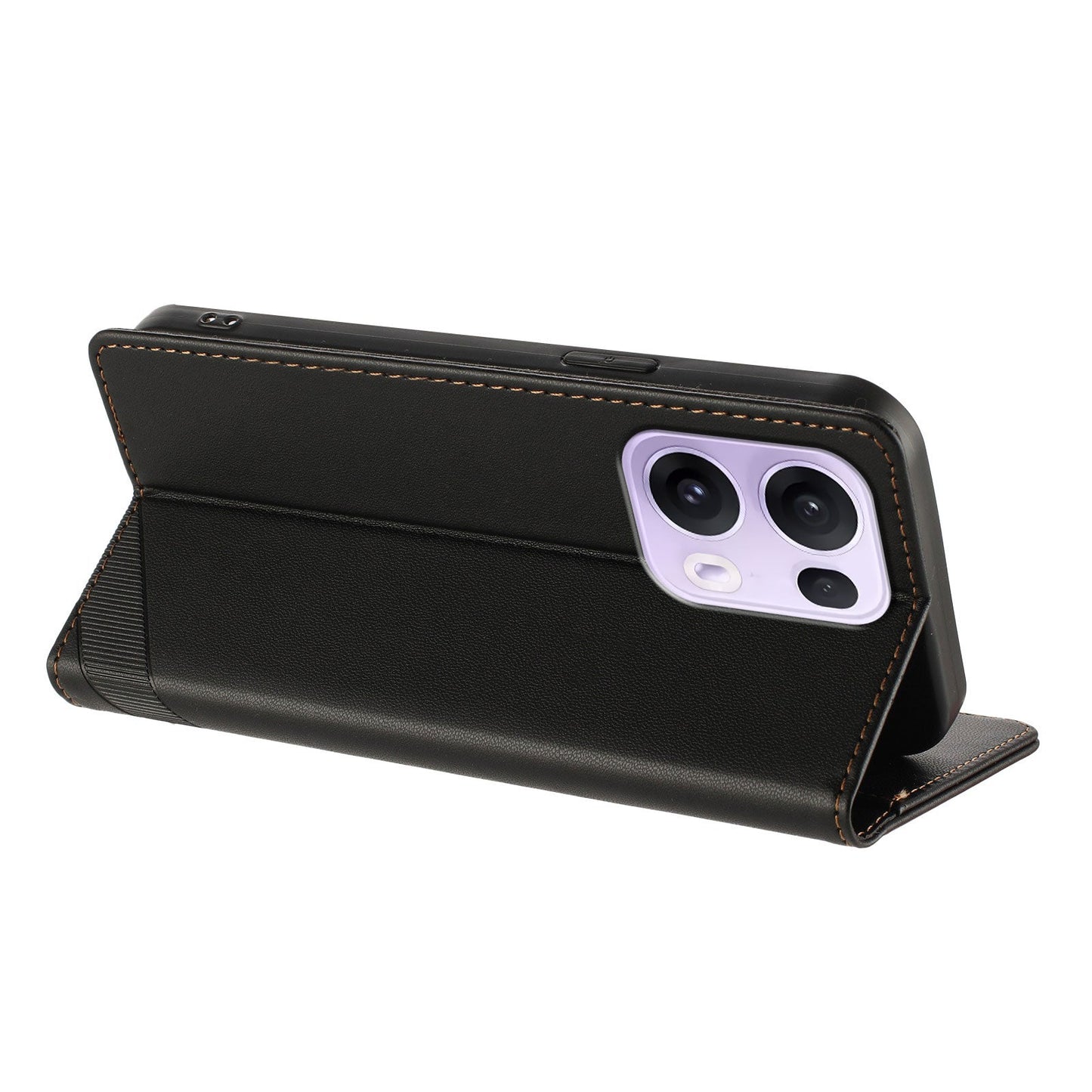 For Oppo Reno13 Pro 5G Phone Cases Punk Style Imprinted Wallet Stand Leather Cover - Black