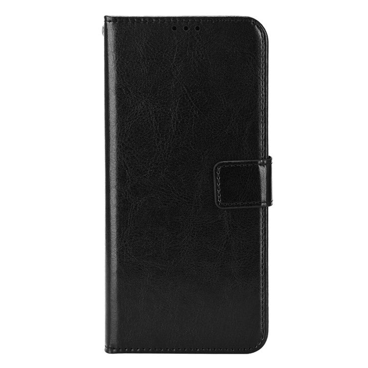 For Infinix Hot 12 Pro 4G X668C Crazy Horse Texture Wallet Case PU Leather Stand Phone Cover with Strap - Black