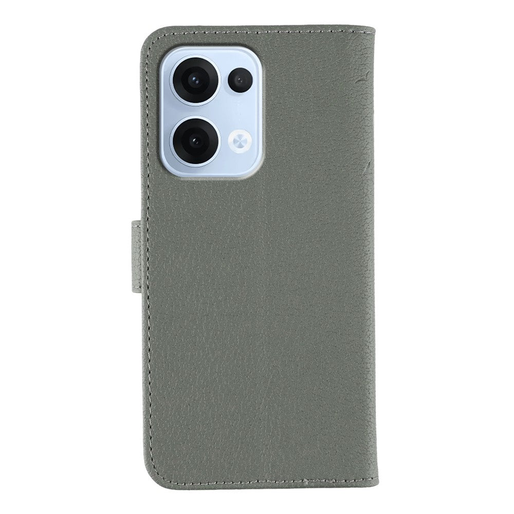 For Oppo Reno13 5G (Global) Case Feather Imprint PU Leather Wallet Phone Cover - Grey