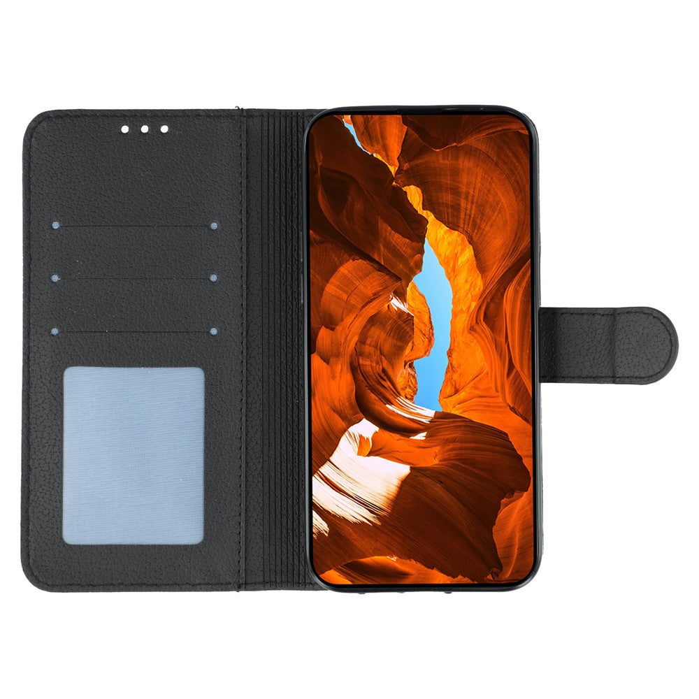 For Oppo Reno13 5G (Global) Case Feather Imprint PU Leather Wallet Phone Cover - Black