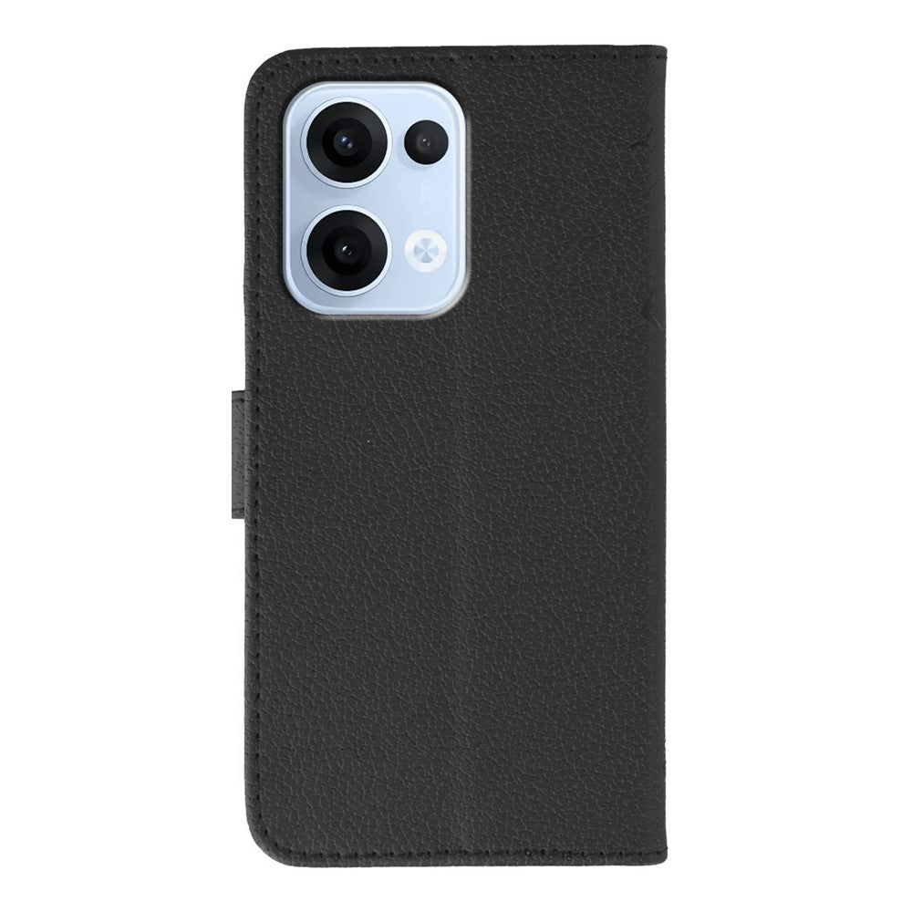 For Oppo Reno13 5G (Global) Case Feather Imprint PU Leather Wallet Phone Cover - Black