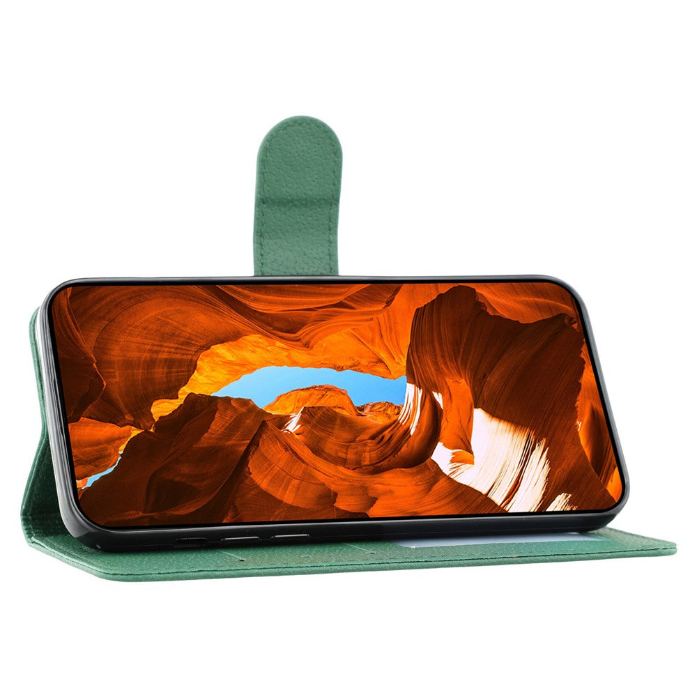 For Oppo Reno13 5G (Global) Case Feather Imprint PU Leather Wallet Phone Cover - Green