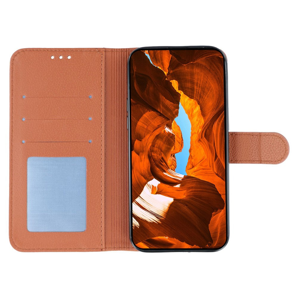 For Oppo Reno13 5G (Global) Case Feather Imprint PU Leather Wallet Phone Cover - Brown