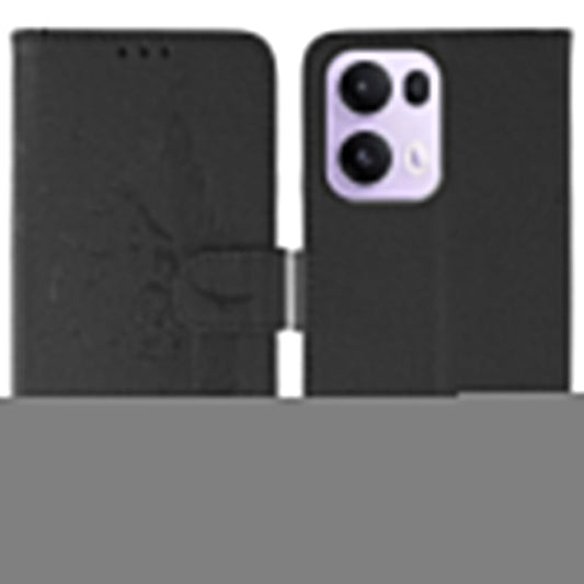 For Oppo Reno13 Pro 5G Case Feather Imprint PU Leather Wallet Phone Cover - Black