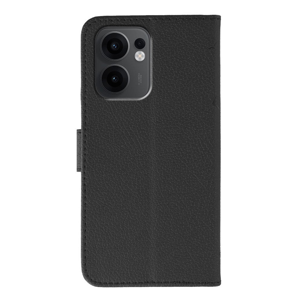 For Oppo Reno13 F 4G / 5G Case Feather Imprint PU Leather Wallet Phone Cover - Black