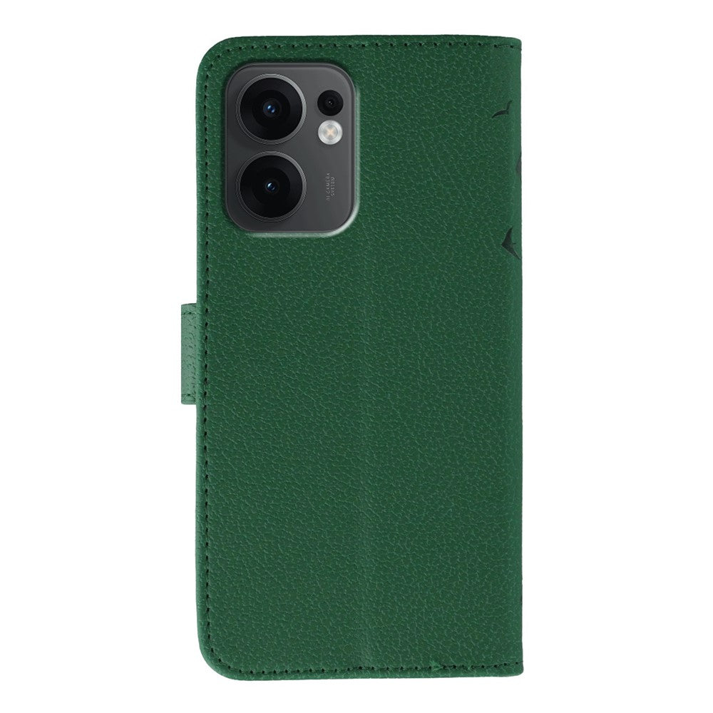 For Oppo Reno13 F 4G / 5G Case Feather Imprint PU Leather Wallet Phone Cover - Green