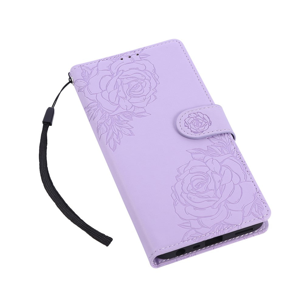 For Oppo Reno13 F 5G  /  4G Case Rose Flower PU Leather Wallet Phone Cover with 3 Card Slots - Light Purple