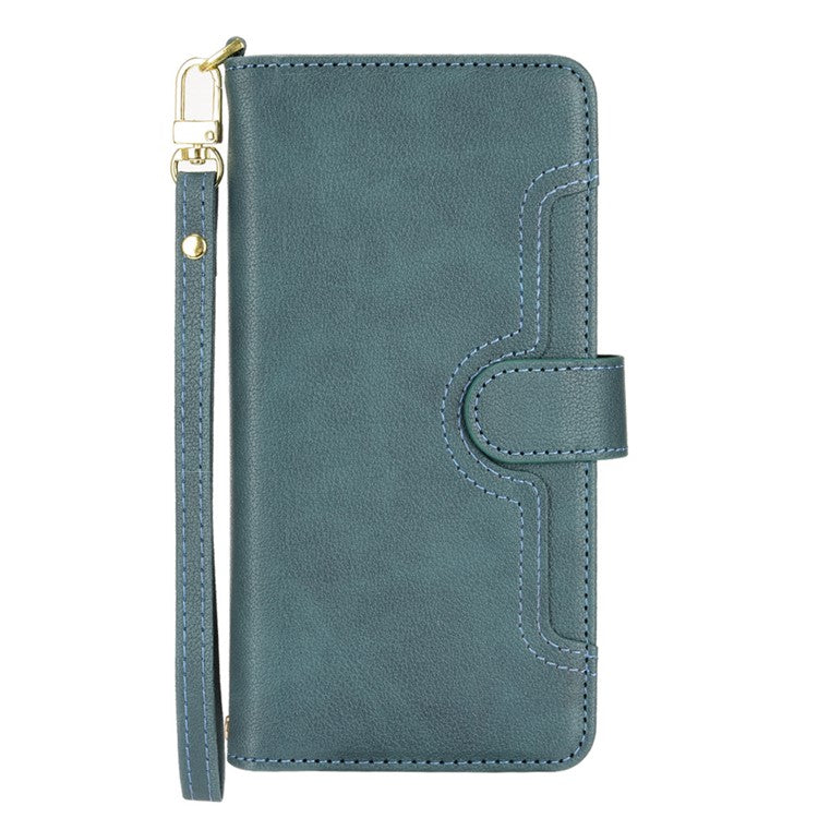 For Google Pixel 7 5G PU Leather Magnetic Closure Handbag Stand Flip Wallet Zipper Pocket Phone Case with Hand Strap and Shoulder Strap - Green