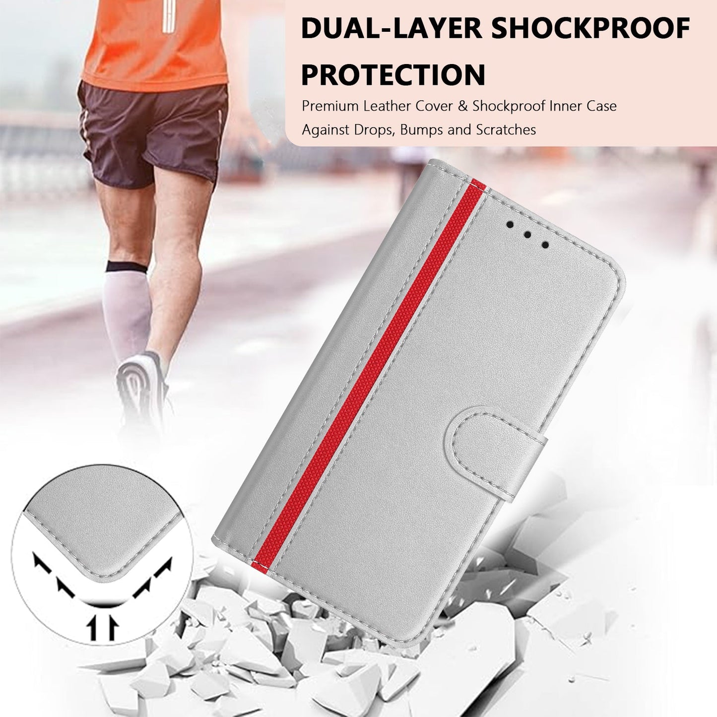 For Oppo Reno13 Pro 5G Phone Cases Wallet Stand Color Splicing Leather Cover with Magnetic Clasp - Silver