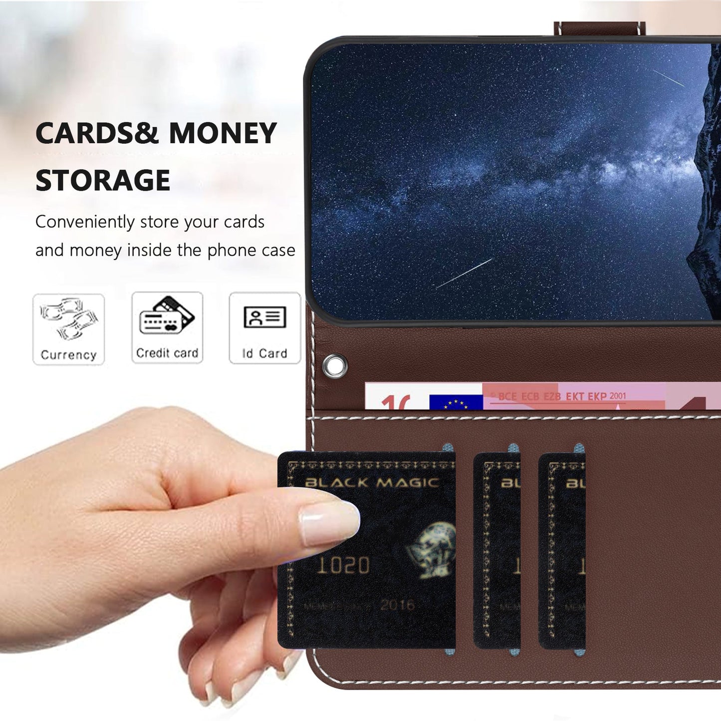 For Oppo Reno13 Pro 5G Phone Cases Wallet Stand Color Splicing Leather Cover with Magnetic Clasp - Brown