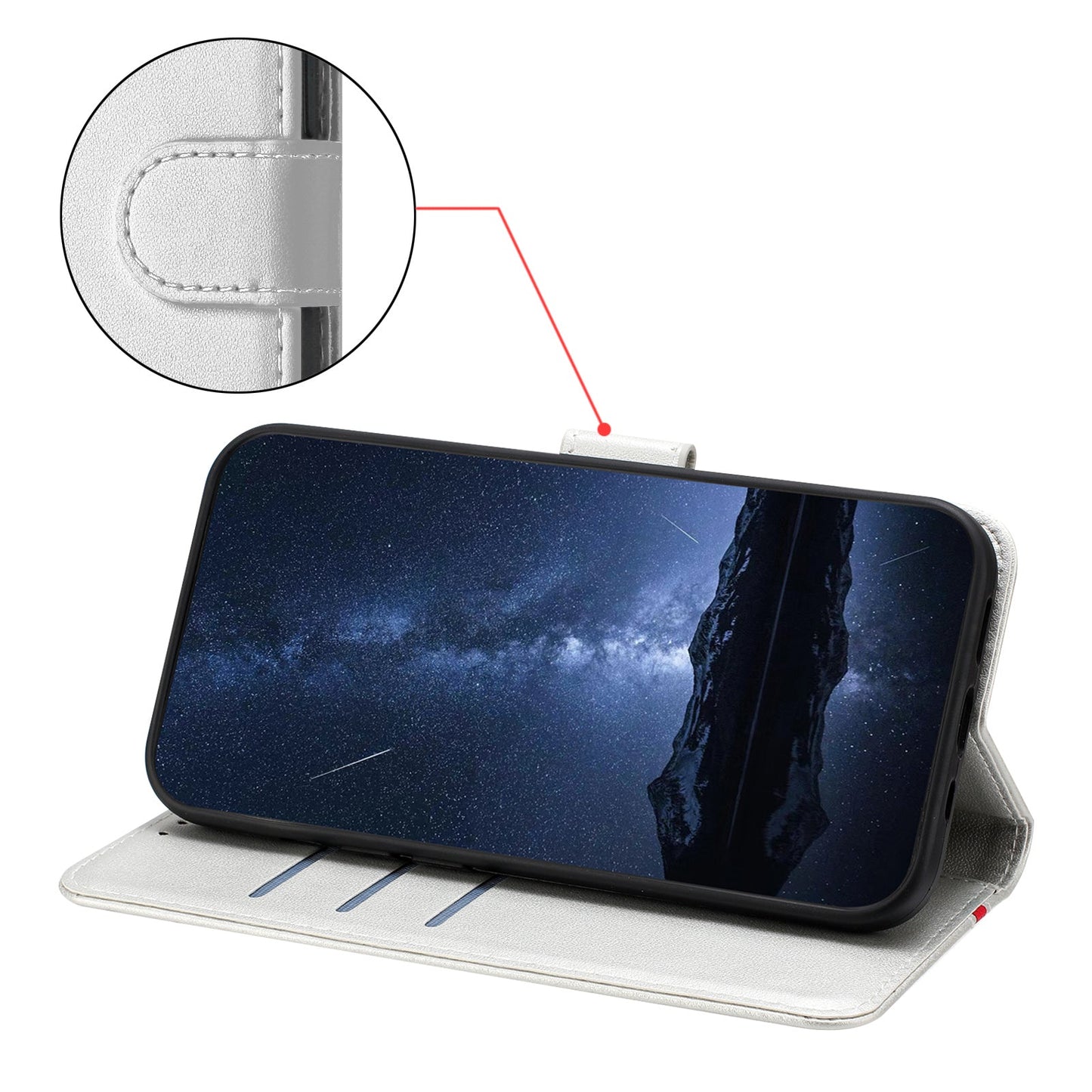 For Oppo Reno13 F 5G Phone Cases Wallet Stand Color Splicing Leather Cover with Magnetic Clasp - Silver