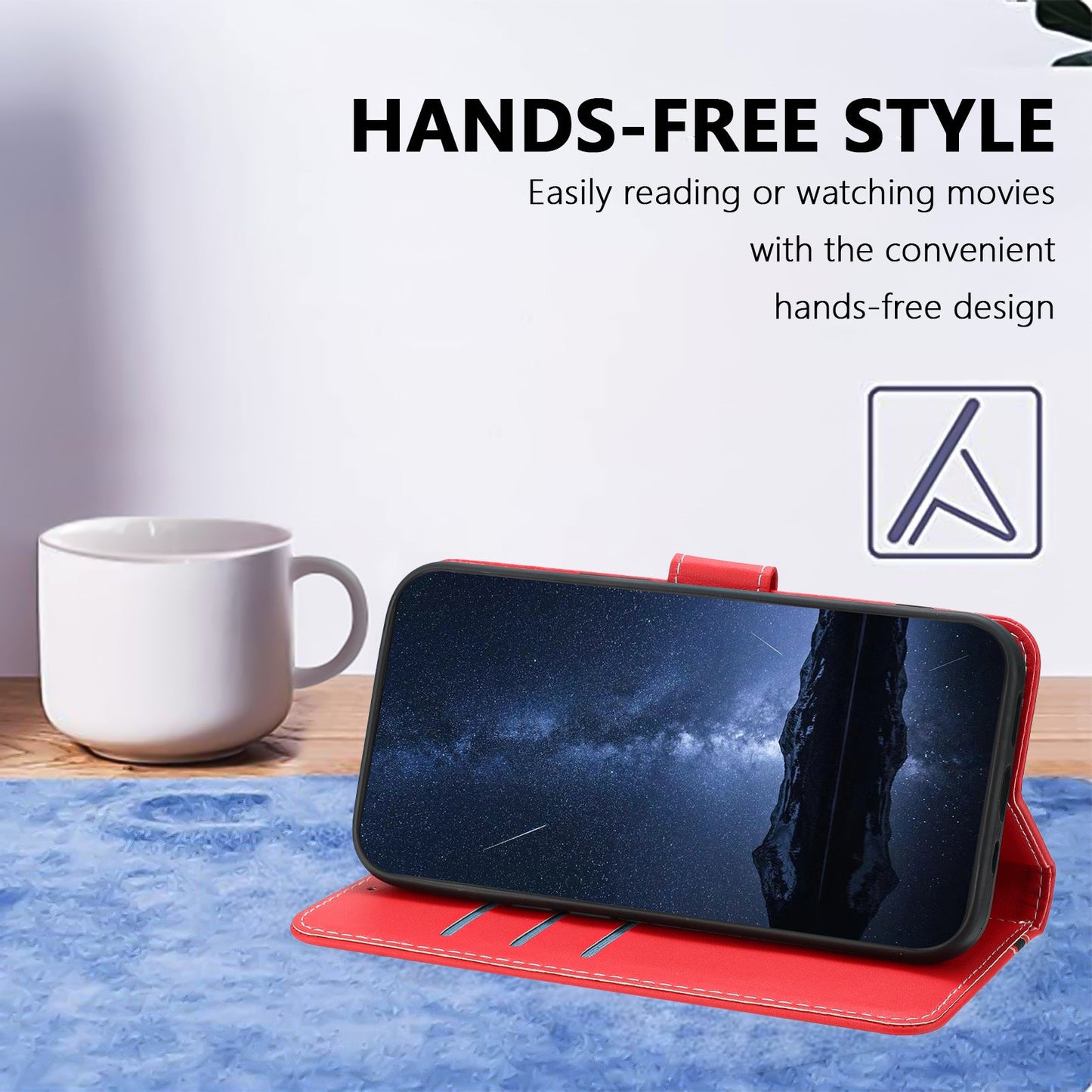 For Oppo Reno13 5G (Global) Phone Cases Wallet Stand Color Splicing Leather Cover with Magnetic Clasp - Red