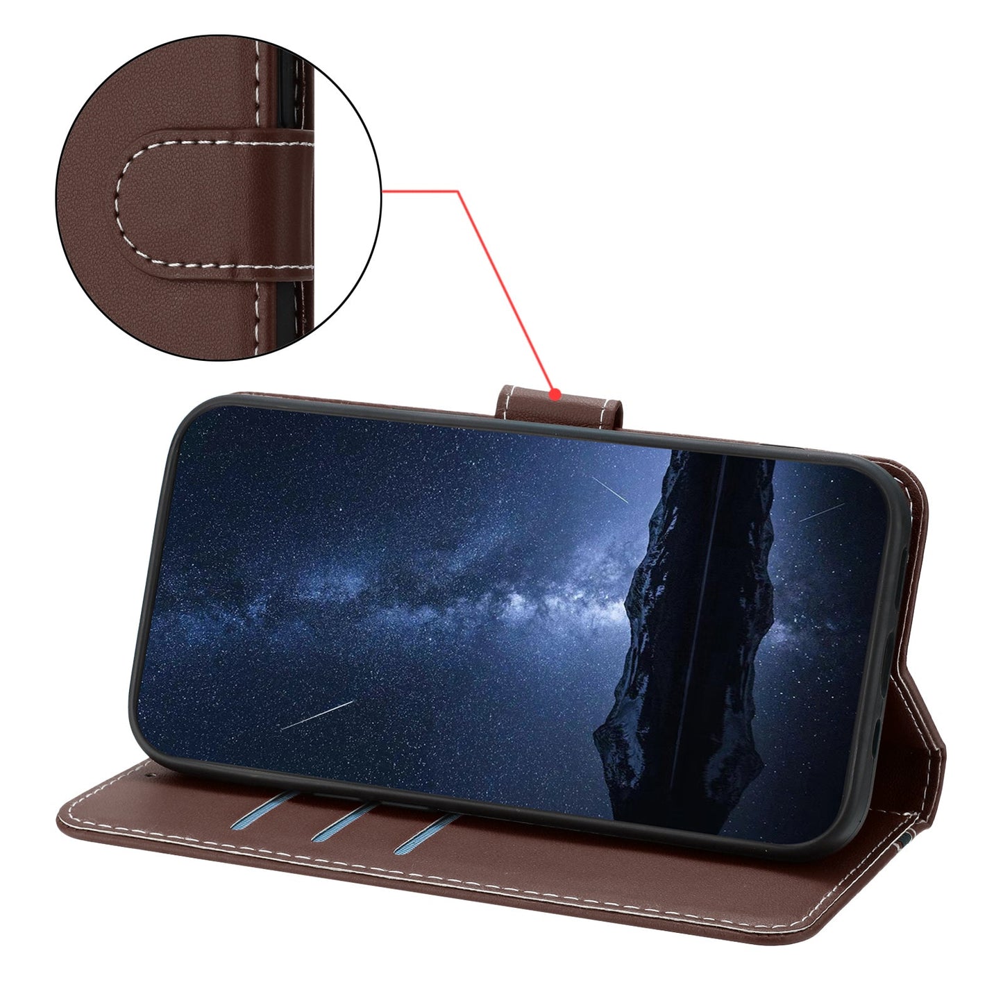 For Oppo Reno13 5G (Global) Phone Cases Wallet Stand Color Splicing Leather Cover with Magnetic Clasp - Brown