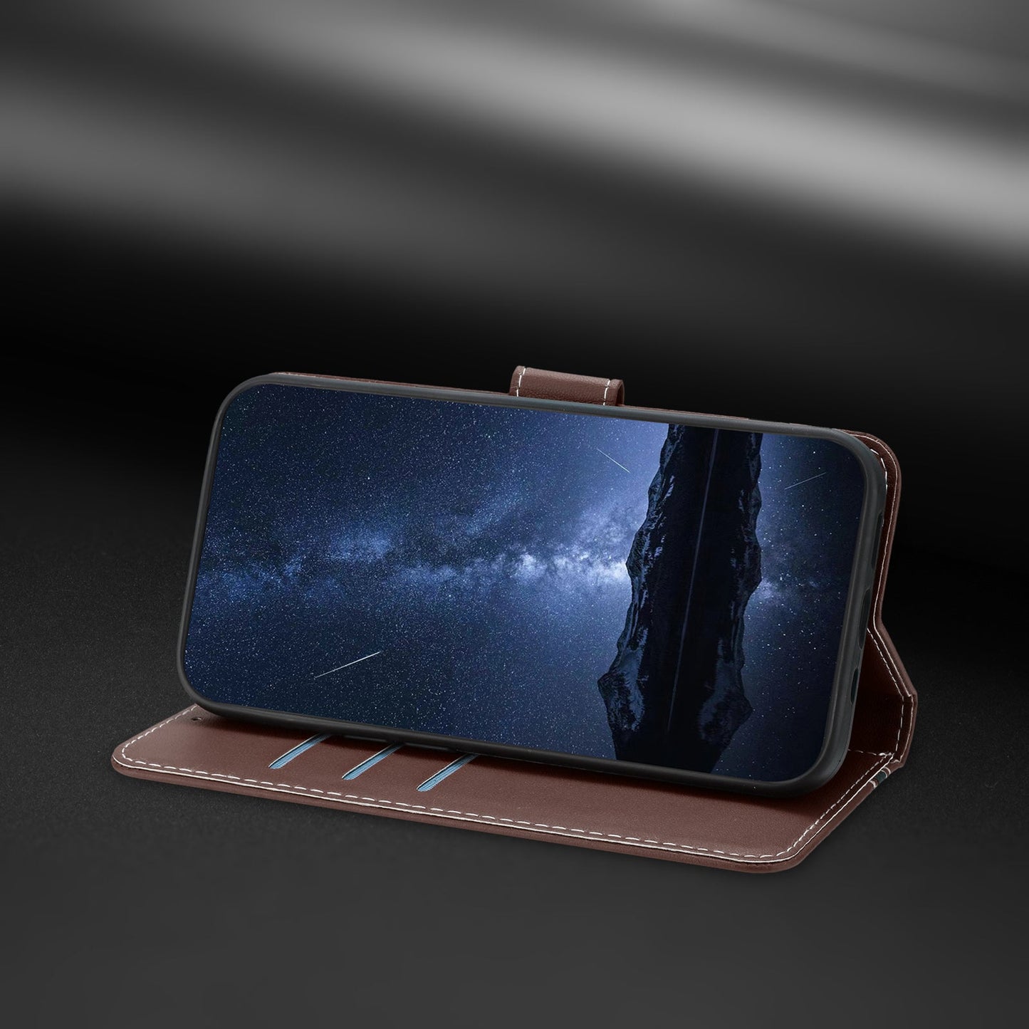For Oppo Reno13 5G (Global) Phone Cases Wallet Stand Color Splicing Leather Cover with Magnetic Clasp - Brown