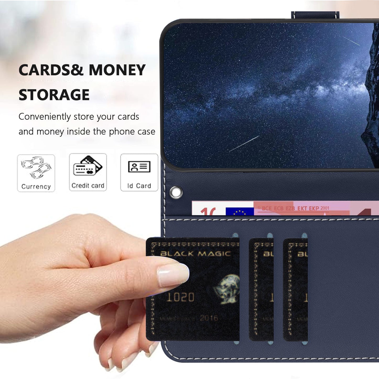 For Oppo Reno13 5G (Global) Phone Cases Wallet Stand Color Splicing Leather Cover with Magnetic Clasp - Blue