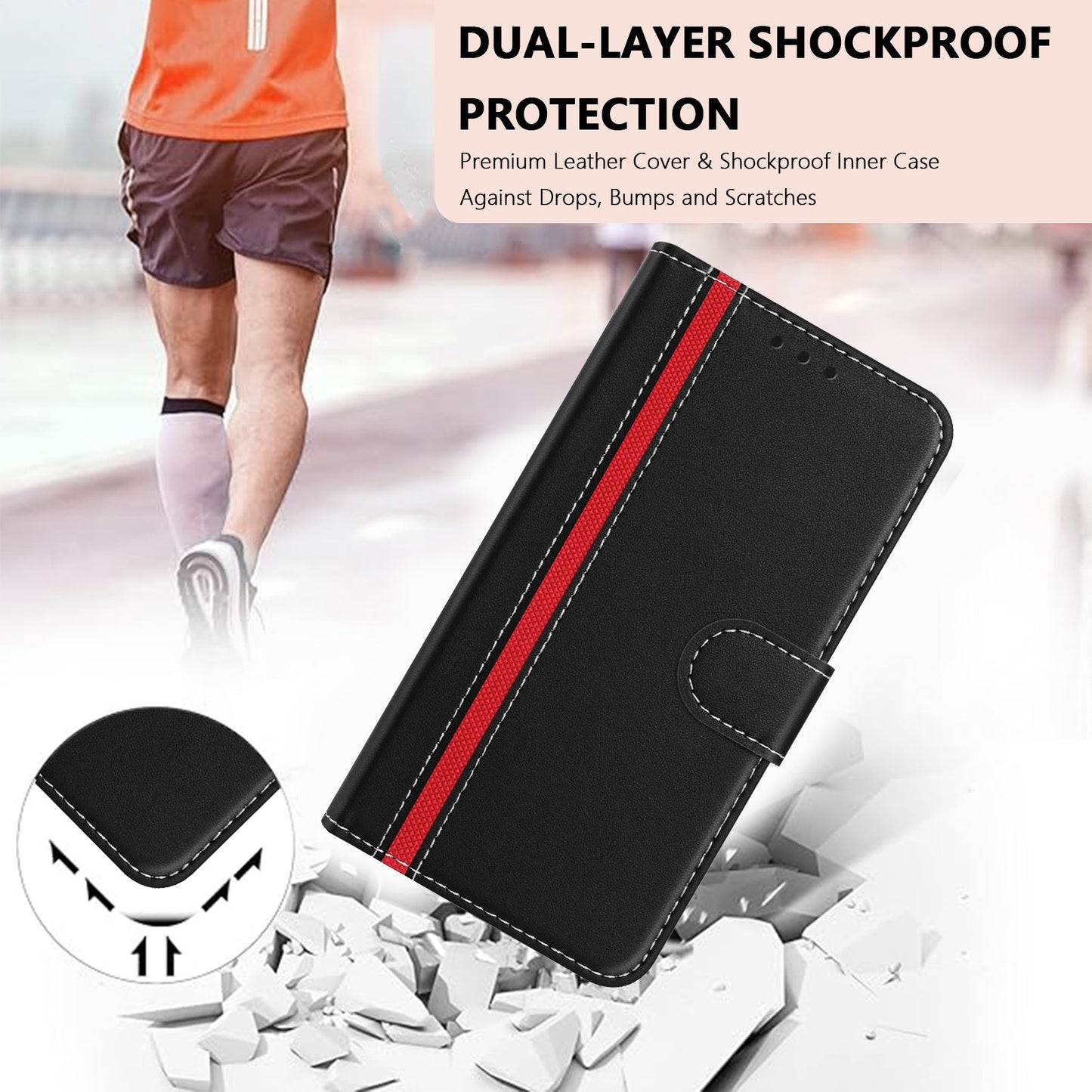 For Oppo Reno13 5G (Global) Phone Cases Wallet Stand Color Splicing Leather Cover with Magnetic Clasp - Black