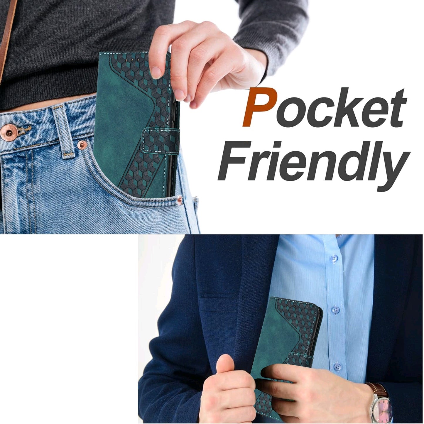 For Oppo Reno13 5G (Global) Leather Case 7-Shaped Pattern Wallet Stand Shockproof Phone Cover - Green