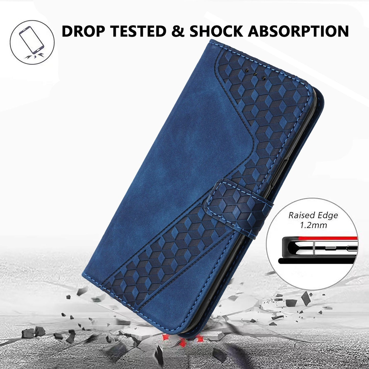 For Oppo Reno13 5G (Global) Leather Case 7-Shaped Pattern Wallet Stand Shockproof Phone Cover - Blue