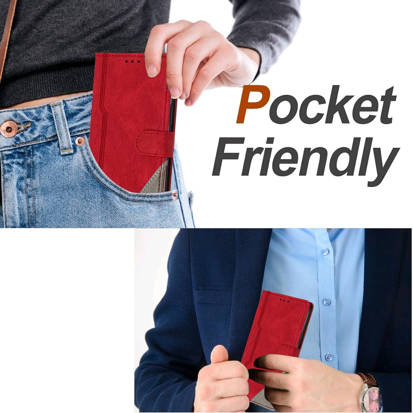 For Oppo Reno13 F 5G Leather Case Triangle Patchwork Wallet Stand Shockproof Phone Cover - Red