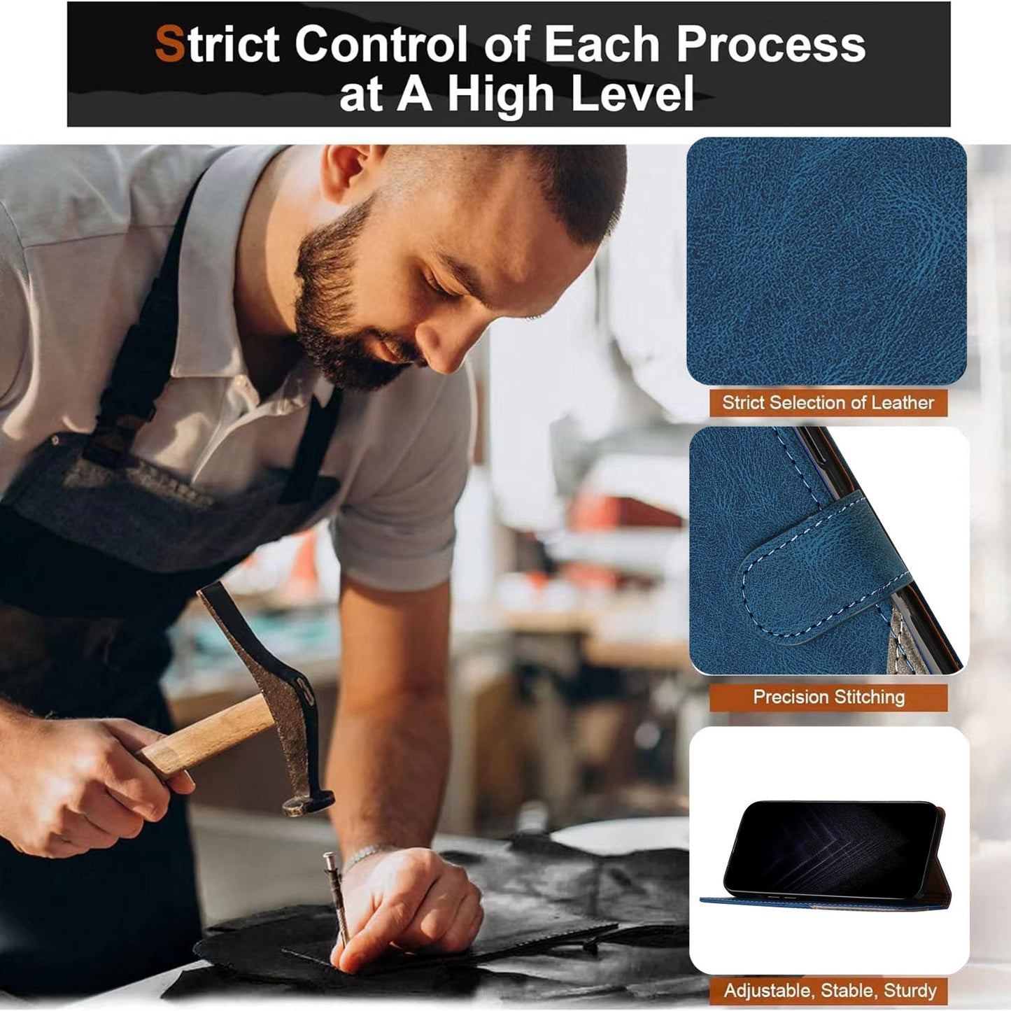 For Oppo Reno13 F 5G Leather Case Triangle Patchwork Wallet Stand Shockproof Phone Cover - Blue