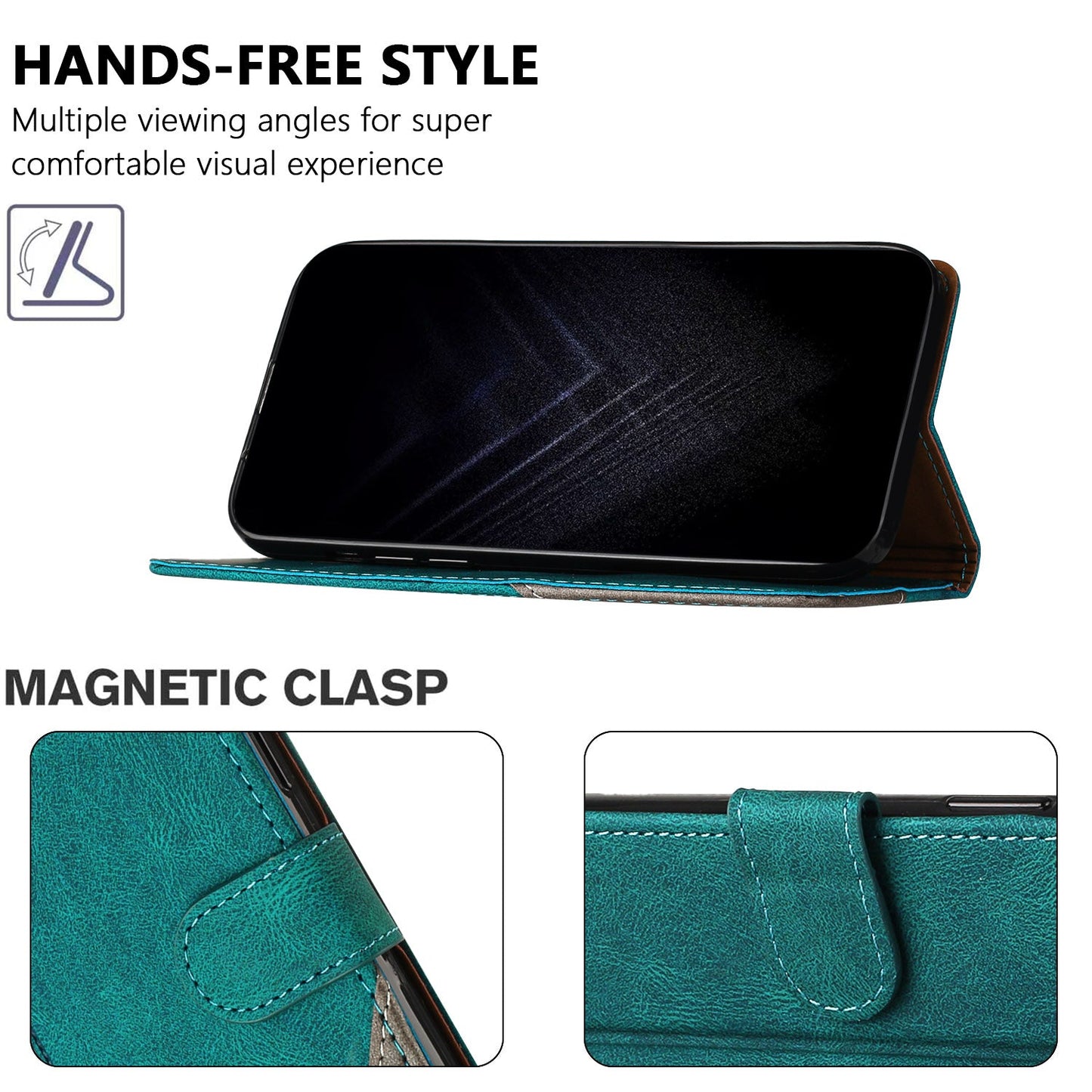 For Oppo Reno13 F 5G Leather Case Triangle Patchwork Wallet Stand Shockproof Phone Cover - Green