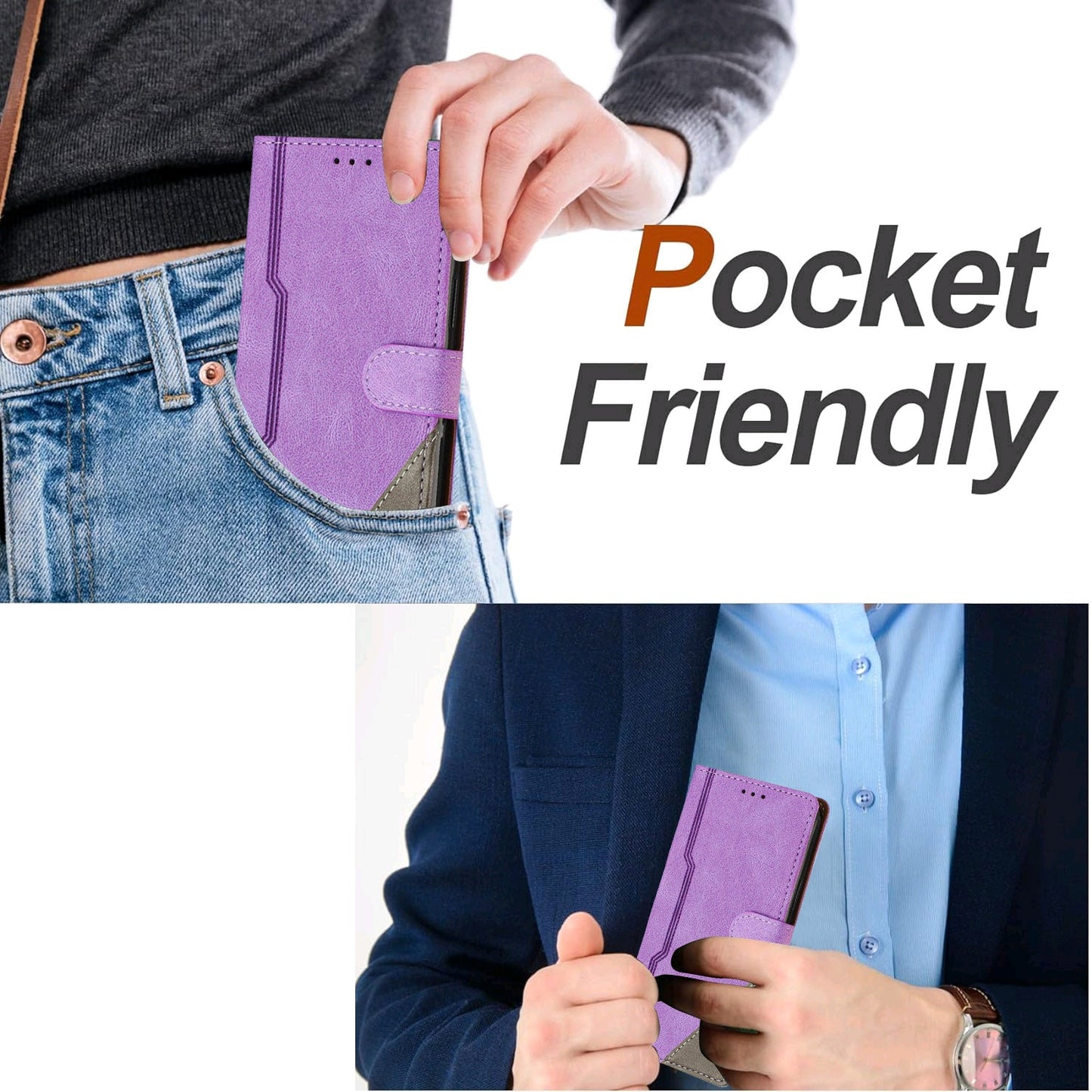 For Oppo Reno13 F 5G Leather Case Triangle Patchwork Wallet Stand Shockproof Phone Cover - Purple