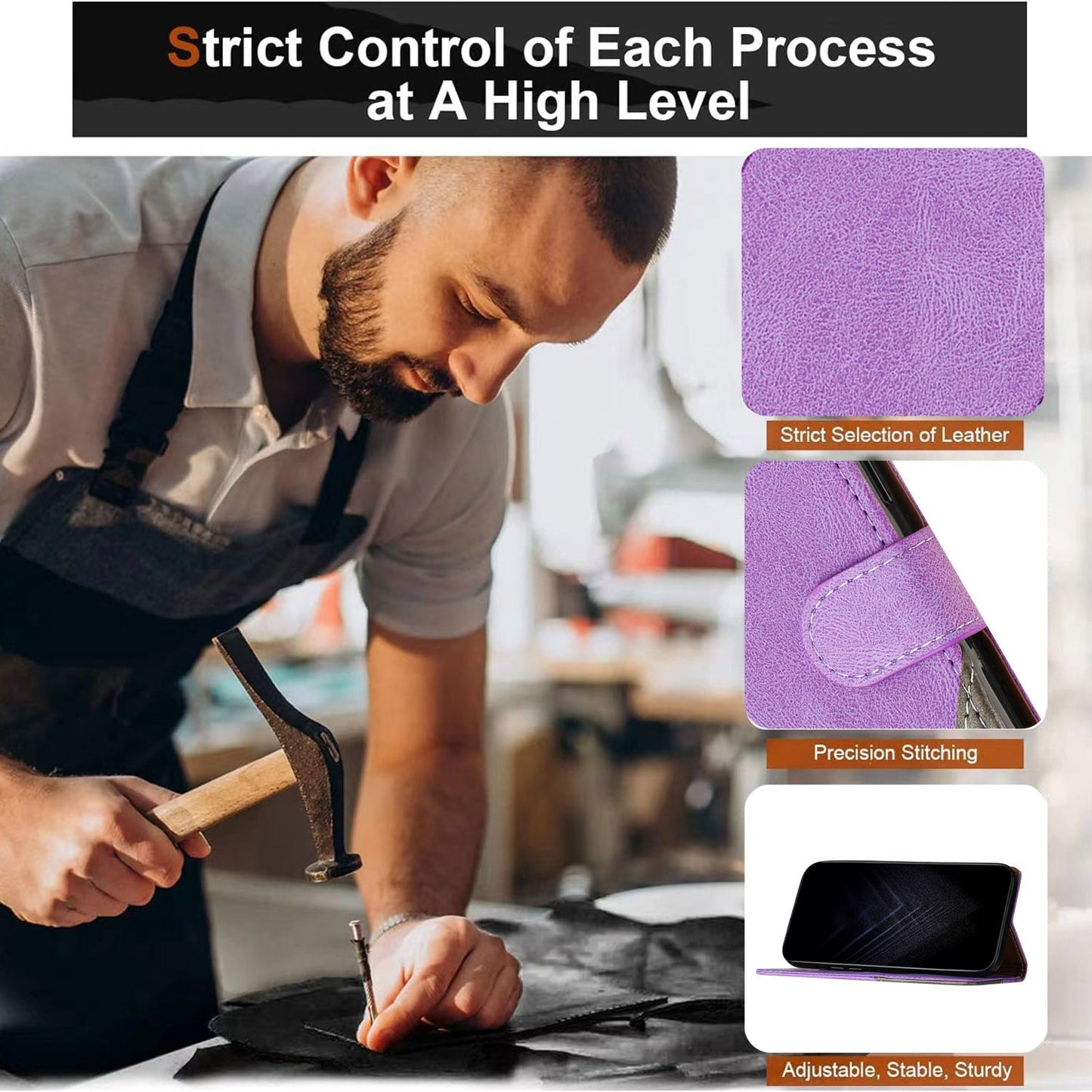 For Oppo Reno13 5G (Global) Leather Case Triangle Patchwork Wallet Stand Shockproof Phone Cover - Purple