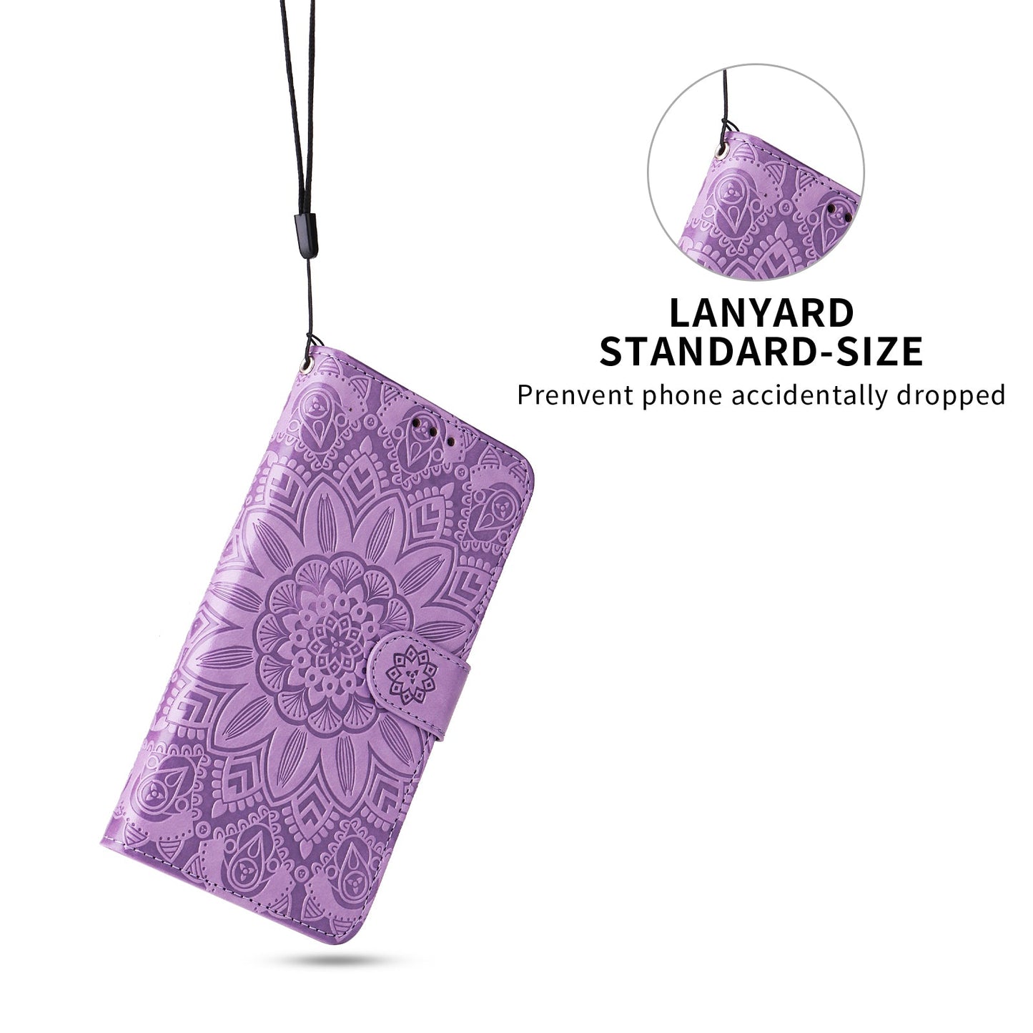 For Samsung Galaxy F06 5G Case Sunflower Imprint Leather Wallet Phone Cover - Purple