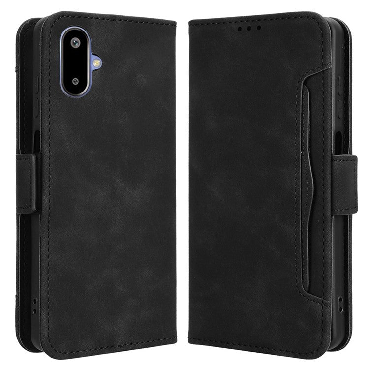 For Samsung Galaxy F06 5G  /  M06 5G Leather Case Phone Wallet Cover with Multiple Card Slots - Black