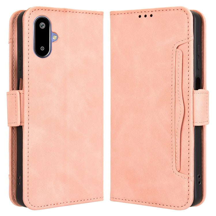 For Samsung Galaxy F06 5G  /  M06 5G Leather Case Phone Wallet Cover with Multiple Card Slots - Pink