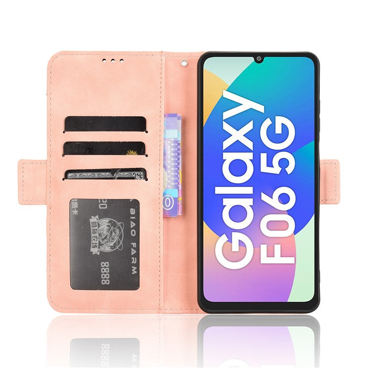 For Samsung Galaxy F06 5G  /  M06 5G Leather Case Phone Wallet Cover with Multiple Card Slots - Pink